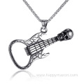 Man's Stainless Steel Engraved Guitar Jewelry Necklace